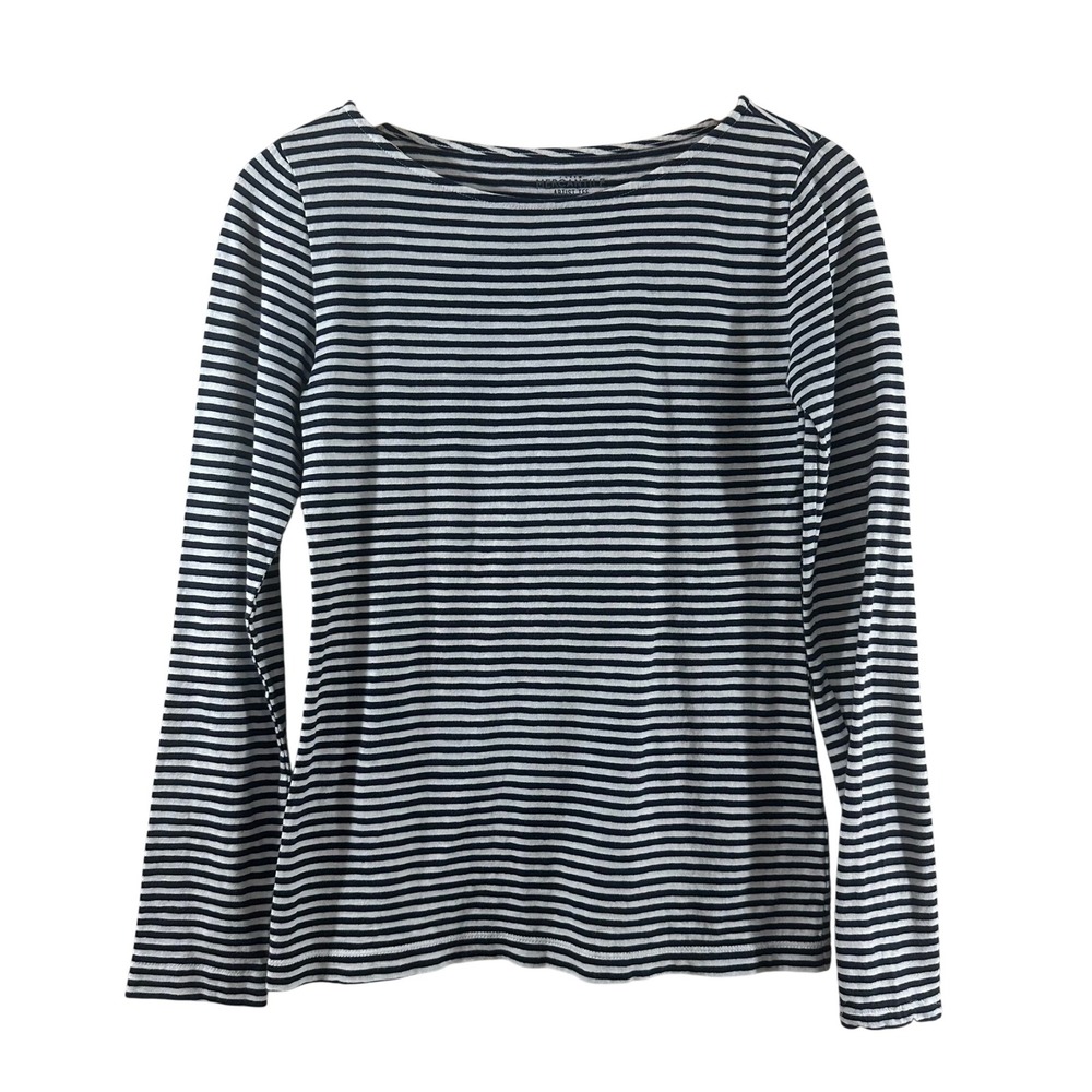 J.Crew Mercantile Artist Tee Womens Small Navy Blue White Striped Long‎ Sleeve